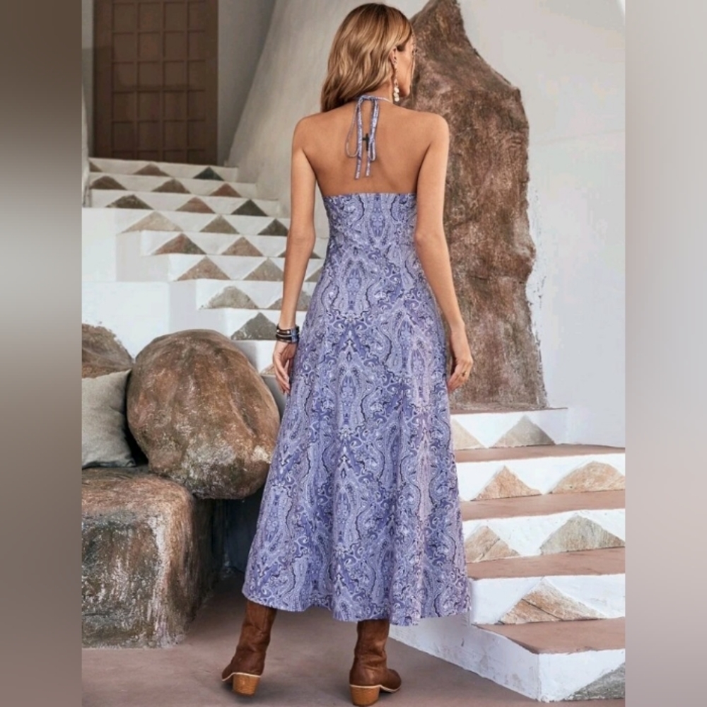 NWOT Paisley print halter maxi dress size 10 - Picture 3 of 13